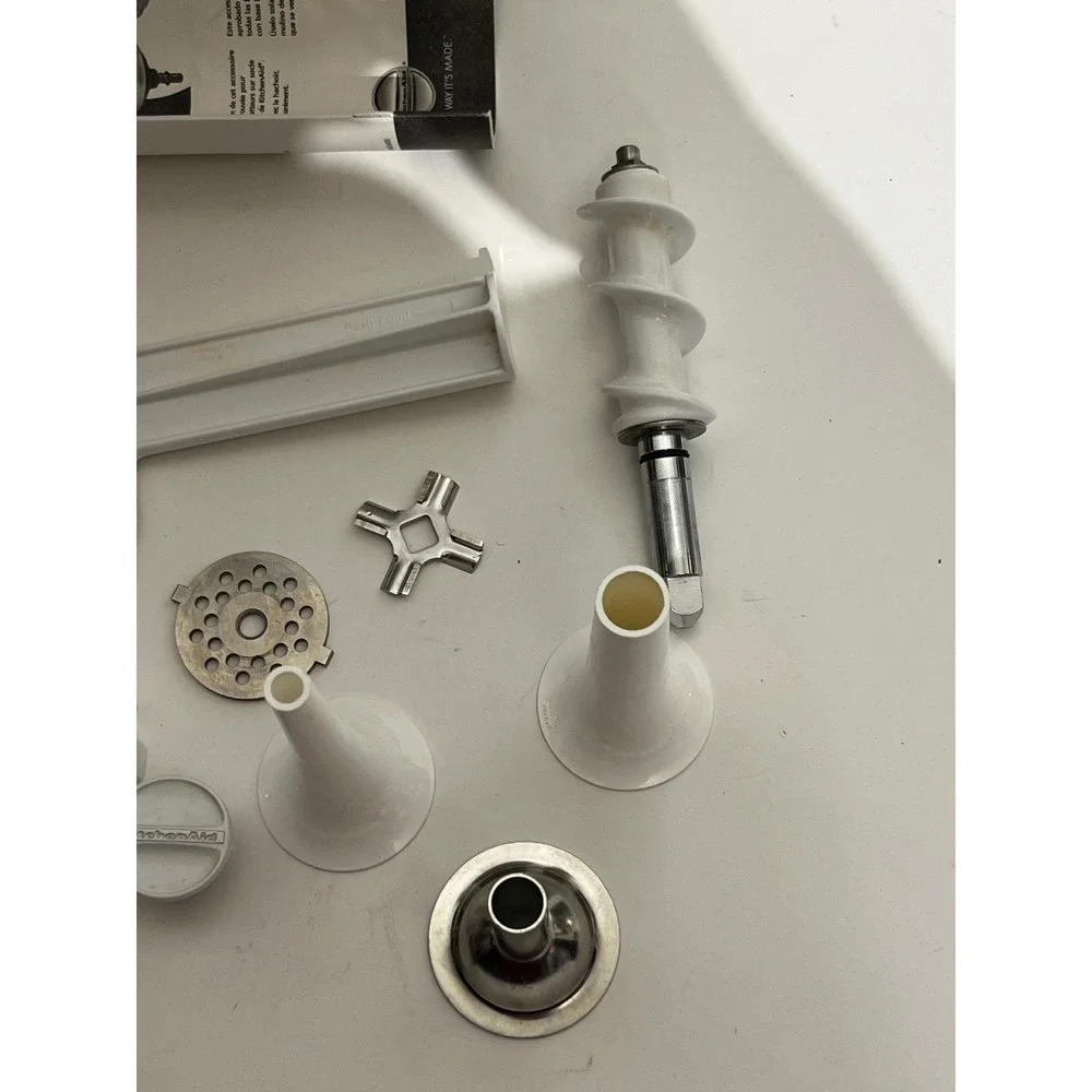 KitchenAid Food Grinder and Sausage Stuffer Attachment Set FGA SSA White Silver